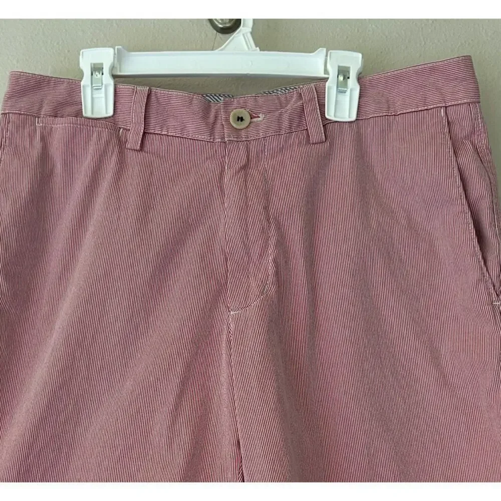 Banana Republic seasucker white and pink striped cotton shorts country club 32